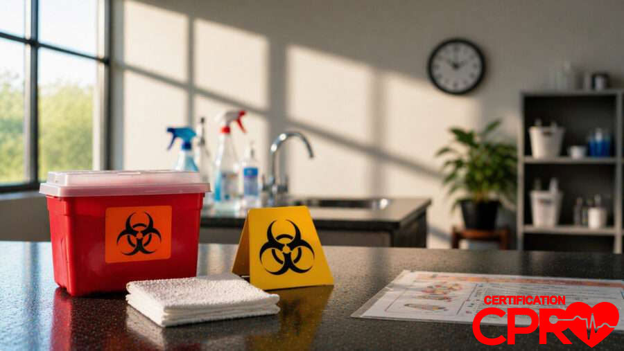 CPR training certification class in Tampa with safety equipment.