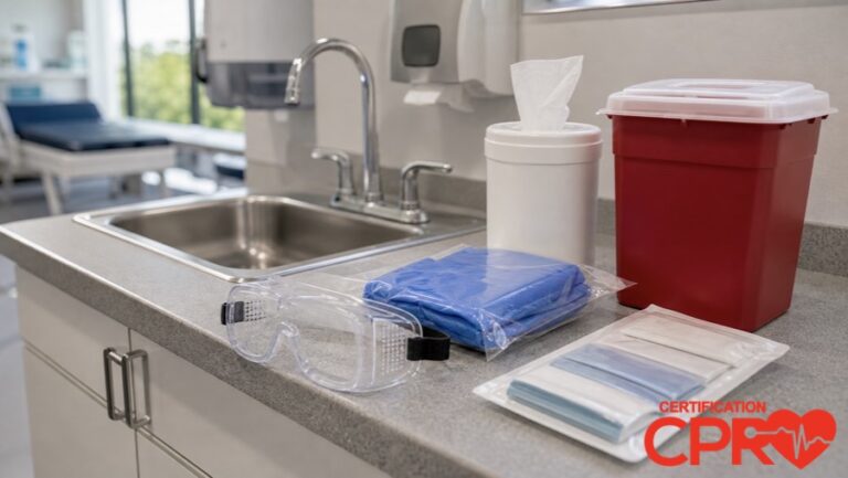 Bloodborne pathogens exposure control supplies for healthcare worker training in Tampa.