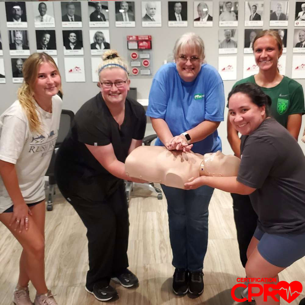 Group CPR training session in Tampa with certification course.
