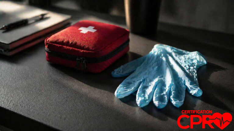First aid kit and gloves for CPR certification and training in Tampa.