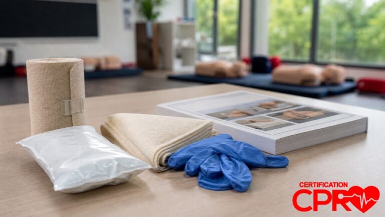 CPR training materials and certification supplies in Tampa classroom.